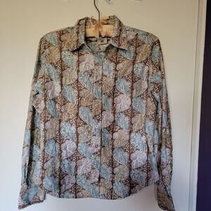 Columbia Blue and Brown Patterned Shirt